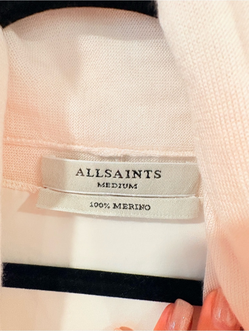 AllSaints Ires Woven Merino Wool Waterfall Cardigan | Blush Pink | Medium - Picture 7 of 11